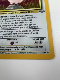 Pokemon TCG Clefable Holo Unlimited Rare Card Jungle Base Set 1/64 - Image 4