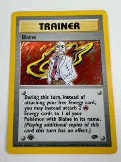Pokemon Trainer Card 1st Edition Blaine Gym Challenge 17/132 Vintage Holo Rare - Image 1