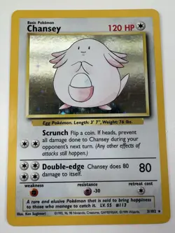 Pokemon TCG Chansey Base Set Holo Unlimited Rare Card 3/102 LP - Image 1
