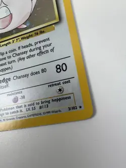 Pokemon TCG Chansey Base Set Holo Unlimited Rare Card 3/102 LP - Image 5