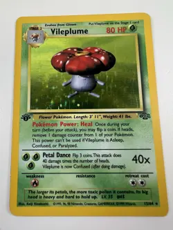 Pokemon TCG Vileplume Jungle Holo Card 15/64 1st Edition Rare - Image 1