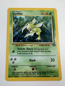 Pokemon Jungle Scyther Holo Rare Card 10/64 1999 Vintage Base Set WOTC - Image 1
