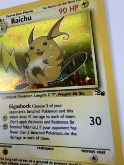 Pokemon TCG Raichu Fossil Holo Card 14/62 Unlimited Holo Rare - Image 3