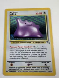 Pokemon TCG Ditto Fossil, Holo Unlimited Rare Card 3/62 - Image 1