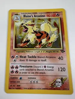 Blaine's Arcanine Pokemon Card 1/132 Gym Challenge Holo NM - LP - Image 1