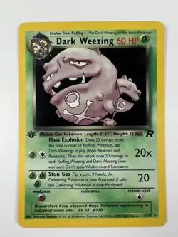 Pokemon Dark Weezing 1st Edition 14/82 Holo Rare Rocket WoTC 1999 Vintage LP+ * - Image 1