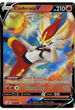 Cinderace V 018/072 Shining Fates Holo Ultra Rare NM-MT Pokemon TCG - Image 1