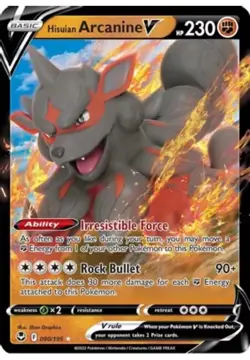 Hisuian Arcanine V 090/195 Ultra Rare Pokemon TCG Silver Tempest NM Condition - Image 1