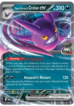Team Rocket's Crobat ex 122/182 Double Rare - Pokemon Destined Rivals NM - Image 1