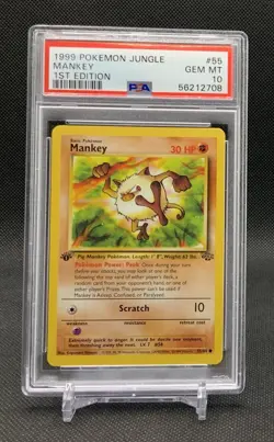 PSA 10 Pokemon 1999 Mankey 1st Edition Jungle #55 Gem Mint - Image 1