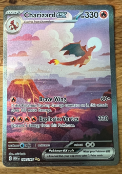 Pokemon TCG Charizard EX Scarlet & Violet 151 Card 199/165 NEAR MINT - Image 1