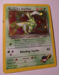 Pokemon TCG Gym Heroes Rocket's Scyther 13/132 Holo Card 2000 Played Used - Image 2