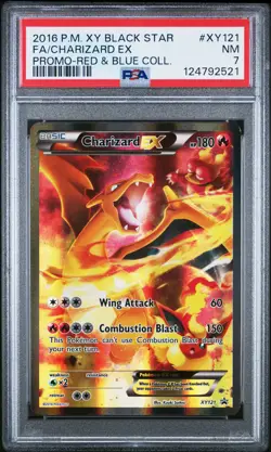 2016 POKEMON XY BLACK STAR PROMO RED & BLUE COLL FULL ART/CHARIZARD EX PSA 7 - Image 1
