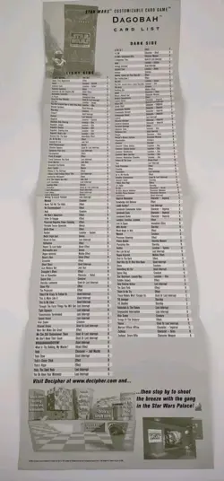 Decipher Star Wars CCG Dagobah Poster Card List Promotional POSTER 33 x 11" - Image 2