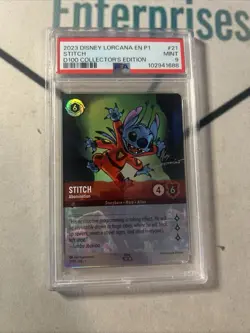 Lorcana D100 Collector's Edition Promo Card Stitch Abomination PSA 9 Mint - Image 1