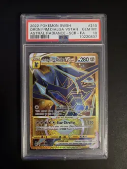 2022 Pokemon Astral Radiance Origin Forme Dialga VSTAR 210/189 PSA 10 GEM MT - Image 1