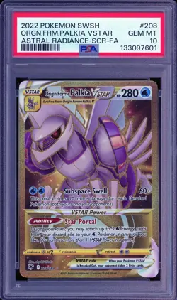 2022 POKEMON SWSH #208 ORIGIN FORME PALKIA V STAR GEM MT PSA 10 ASTRAL RADIANCE - Image 1