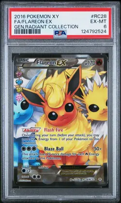 2016 POKEMON XY GENERATIONS RADIANT COLL #RC28 FULL ART/FLAREON EX PSA 6 - Image 1