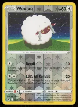 Wooloo #221/264 Reverse Holo 2021 Pokemon Fusion Strike LP - Image 1