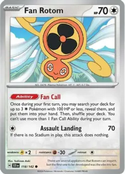 x4 Fan Rotom - 118/142 - Common - Reverse Holo Pokemon SV07 Stellar Crown M/NM - Image 1