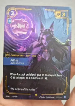 Ahri Inquisitive Riftbound League Of Legends Origins Foil Card OGN 119a/298 NM - Image 1