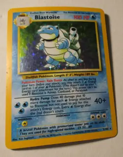 Pokemon TCG Base Set Unlimited Blastoise Holo Card 2/102 Vintage 1999 Played - Image 2
