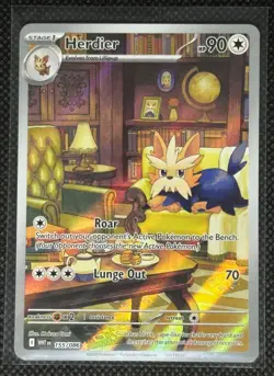 Herdier 155/086 IR 2025 Pokemon White Flare Illustration Rare Trading Card - Image 1