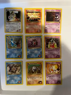 Vintage Pokemon Gym Heroes Bundle (9 Cards) - Blaine, Misty, Sabrina, Brock - Image 1