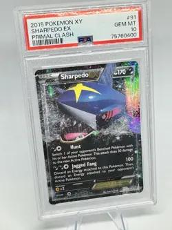 PSA 10 Gem Mint POKEMON TCG SHARPEDO EX 91/160 XY PRIMAL CLASH 2015 ULTRA RARE - Image 1