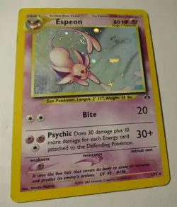Pokemon TCG Neo Discovery Espeon 1/75 Holo Card 2001 Played Scuffed RARE Eevee - Image 1