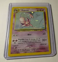 Pokemon TCG Neo Discovery Espeon 1/75 Holo Card 2001 Played Scuffed RARE Eevee - Image 3