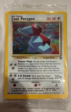 Pokemon TCG Cool Porygon - WoTC #15 Official Promo Card SWIRL Holo Foil SEALED - Image 1