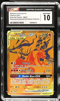 RESHIRAM & CHARIZARD GX Sun & Moon Promo #SM247 CGC 10 Pokemon - Image 1