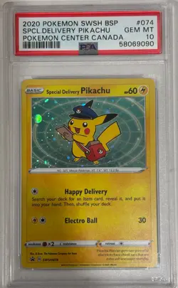 Pokemon 2020 Special Delivery Pikachu Black Star Promos SWSH074 PSA 10 - Image 1