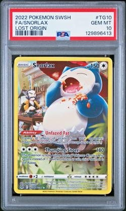 PSA 10!!! GEM MINT SNORLAX FULL ART TG10/TG30 LOST ORIGIN 2022 POKEMON - Image 1