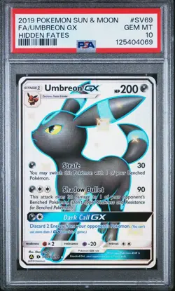 2019 POKEMON SUN & MOON HIDDEN FATES #SV69 FULL ART/UMBREON GX PSA 10 - Image 1