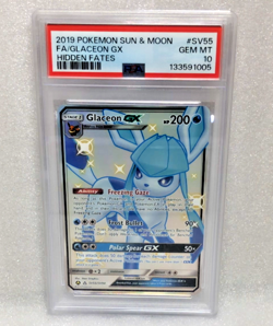 2019 POKEMON SUN & MOON HIDDEN FATES #SV55 FULL ART/GLACEON GX PSA 10 - Image 1