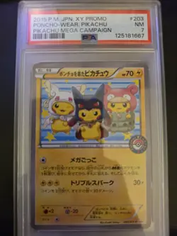 2015 POKEMON JPN XY PROMO PIKACHU MEGA CAMPAIGN PONCHO-WEARING PIKACHU PSA 10 - Image 1