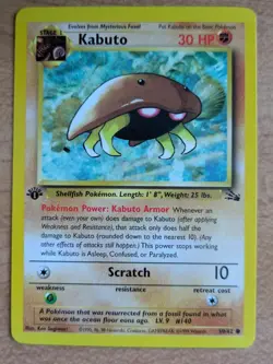 Pokemon TCG Kabuto Fossil 1st Edition Common Card 50/62 NEVER PLAYED WITH -MINT! - Image 2