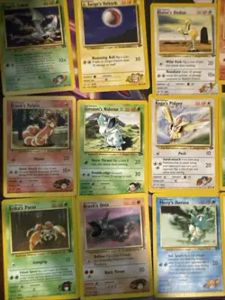 Pokemon TCG Gym Hero’s Vintage Owl 22 Card Lot Brock, Giovanni, Lt. Surge, Koga - Image 1