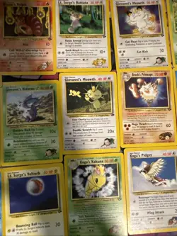 Pokemon TCG Gym Hero’s Vintage Owl 22 Card Lot Brock, Giovanni, Lt. Surge, Koga - Image 2