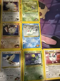 Pokemon TCG Gym Hero’s Vintage Owl 22 Card Lot Brock, Giovanni, Lt. Surge, Koga - Image 3