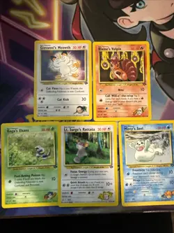Pokemon TCG Gym Hero’s Vintage Owl 22 Card Lot Brock, Giovanni, Lt. Surge, Koga - Image 5