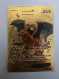 2022 POKEMON CHARIZARD V WILD FLAMES GOLD Fan Art CARD 508HP Lvl 91 - Image 1