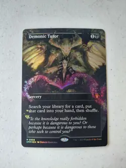 Borderless Foil Demonic Tutor MTG English Commander Masters CMM Magic #D73 - Image 1
