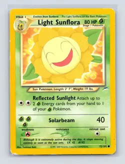 Pokemon TCG Light Sunflora 072/105 Neo Destiny Unlimited MP - Image 1