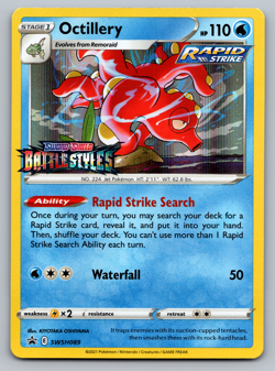 Octillery Pokemon Battle Styles SWSH089 Prerelease Black Star Promo NM - Image 1