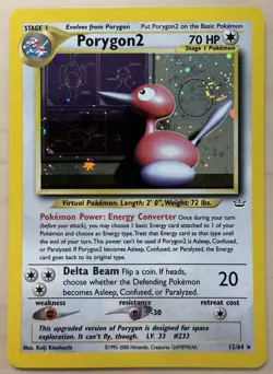 Pokemon Porygon2 TCG Neo Revelation 12/64 Unlimited Holo Rare MP w/Swirl - Image 1