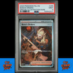 2023 Pokemon Paldea Evolved Boss's Orders #265 Illustration Rare PSA 9 Mint - Image 1