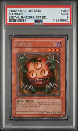 2002 YU-GI-OH! MRD-METAL RAIDERS 1ST ED #069 SANGAN PSA 9 - Image 1